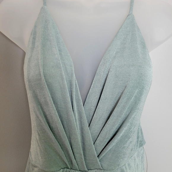 NWT Lulus Size L Slate Blue Surplice Midi Dress - Picture 2 of 7